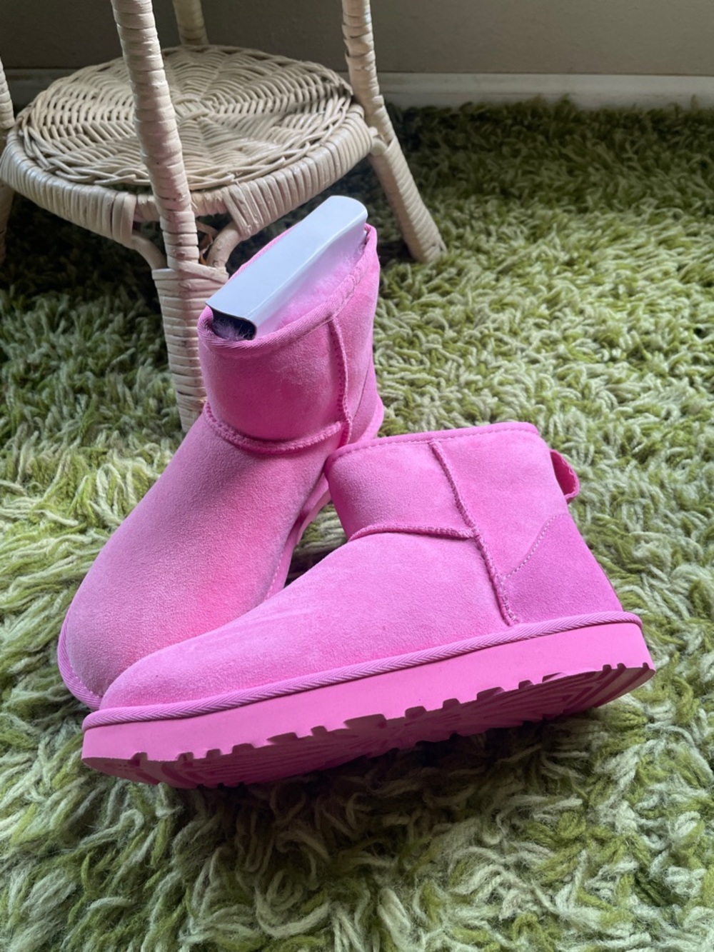 UGG Pink Mini Suede Ankle Boots size 6 woman’s